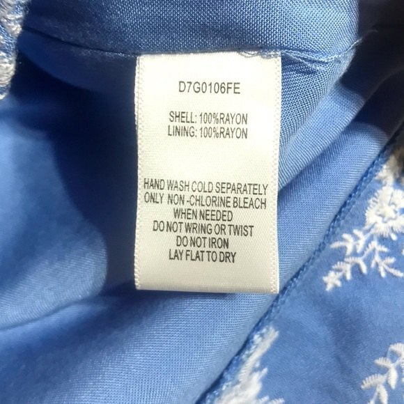 Revolve Devlin Macey Floral Embroidered Tiered Ruffle Blue/White Cami Top - Picture 8 of 8
